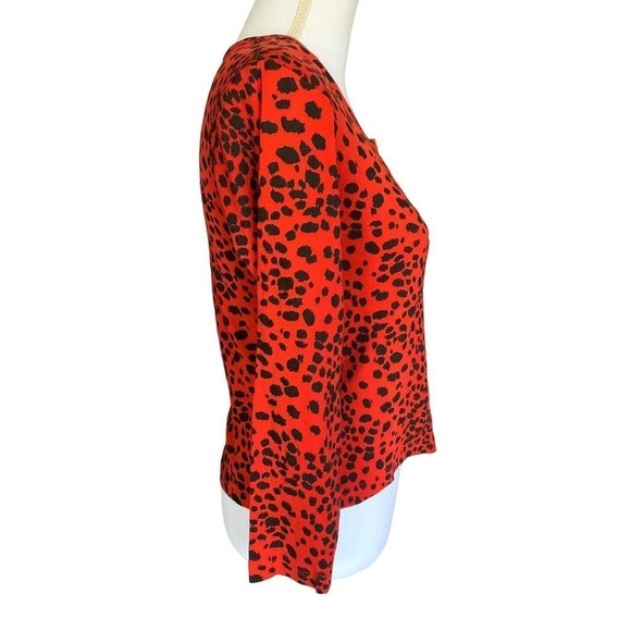 Victoria's Secret Women's Cardigan Top Sz XS Leopard Print Red Black Lightweight - Picture 4 of 8